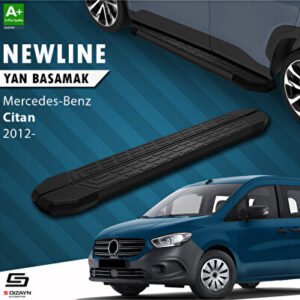 S-Dizayn Mercedes Citan Uzun Şase Newline Siyah Araca Özel Yan Basamak 229 cm 2012-2021