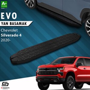 S-Dizayn Chevrolet Silverado 4 Uzun Şase Evo Siyah Araca Özel Yan Basamak 253 cm 2020 ve Üzeri
