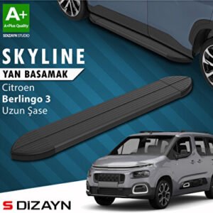 Citroen Berlingo 3 Uzun Şase Skyline Siyah Araca Özel Yan Basamak 213 cm 2018 ve Üzeri