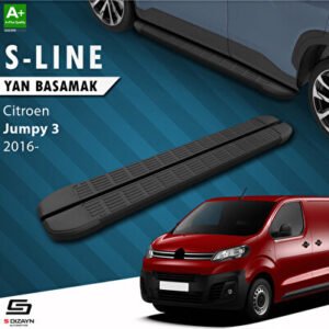 Citroen Jumpy 3 Uzun Şase S-Line Siyah Araca Özel Yan Basamak 243 cm 2016 ve Üzeri