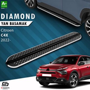 S-Dizayn Citroen C4 X Diamond Krom Araca Özel Yan Basamak 183 cm 2022 ve Üzeri
