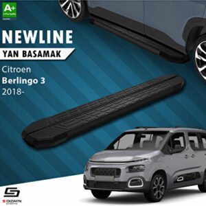 S-Dizayn Citroen Berlingo 3 Uzun Şase Newline Siyah Araca Özel Yan Basamak 219 cm 2018 ve Üzeri