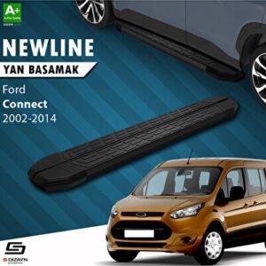 S-Dizayn Ford Connect Uzun Şase Newline Siyah Araca Özel Yan Basamak 209 cm 2002-2014