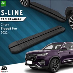 S-Dizayn Chery Tiggo8 Pro S-Line Siyah Araca Özel Yan Basamak 183 cm 2022 ve Üzeri