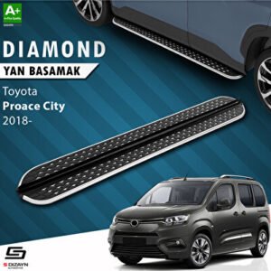 S-Dizayn Toyota Proace City Kısa Şase Diamond Krom Araca Özel Yan Basamak 203 cm 2018 ve Üzeri