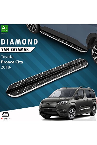 1_org_zoom-2705.jpg S-Dizayn Toyota Proace City Kısa Şase Diamond Krom Araca Özel Yan Basamak 203 cm 2018 ve Üzeri - Görsel 1