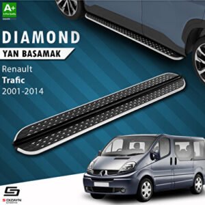 S-Dizayn Renault Trafic 2 Kısa Şase Diamond Krom Araca Özel Yan Basamak 223 cm 2001-2014
