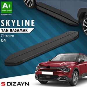 S-Dizayn Citroen C4 3 Skyline Siyah Araca Özel Yan Basamak 183 cm 2021 ve Üzeri