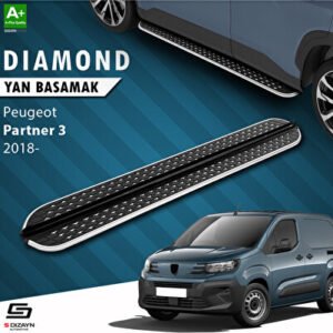 S-Dizayn Peugeot Partner 3 Diamond Krom Araca Özel Yan Basamak 203 cm 2018 ve Üzeri