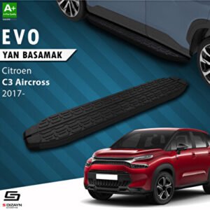 S-Dizayn Citroen C3 Aircross Evo Siyah Araca Özel Yan Basamak 183 cm 2017 ve Üzeri
