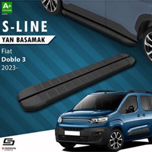 S-Dizayn Fiat Doblo 3 Uzun Şase S-Line Siyah Araca Özel Yan Basamak 213 cm 2023 ve Üzeri