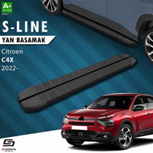 S-Dizayn Citroen C4 X S-Line Siyah Araca Özel Yan Basamak 183 cm 2022 ve Üzeri