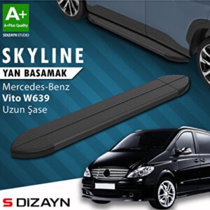 Mercedes Vito W639 Uzun Şase Skyline Siyah Araca Özel Yan Basamak 253 cm 2004-2014