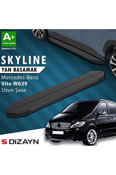 1_org_zoom-3168.jpg Mercedes Vito W639 Uzun Şase Skyline Siyah Araca Özel Yan Basamak 253 cm 2004-2014 - Görsel 1