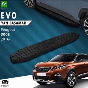 S-Dizayn Peugeot 3008 2 Evo Siyah Araca Özel Yan Basamak 183 cm 2016-2023