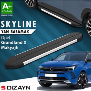 S-Dizayn Opel Grandland X Makyajlı Hybrid Skyline Alüminyum Araca Özel Yan Basamak 183 cm 2021-2024 O