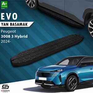 S-Dizayn Peugeot 3008 3 Hybrid Evo Siyah Araca Özel Yan Basamak 183 cm 2024 ve Üzeri