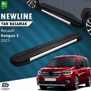 Renault Kangoo 3 Uzun Şase NewLine Krom Araca Özel Yan Basamak 223 cm 2021 ve Üzeri