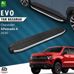 S-Dizayn Chevrolet Silverado 4 Uzun Şase Evo Krom Araca Özel Yan Basamak 253 cm 2020 ve Üzeri