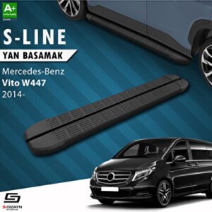 Mercedes Vito W447 Uzun Şase S-Line Siyah Araca Özel Yan Basamak 253 cm 2014 ve Üzeri
