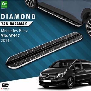 S-Dizayn Mercedes Vito W447 Uzun Şase Diamond Krom Araca Özel Yan Basamak 253 cm 2014 ve Üzeri