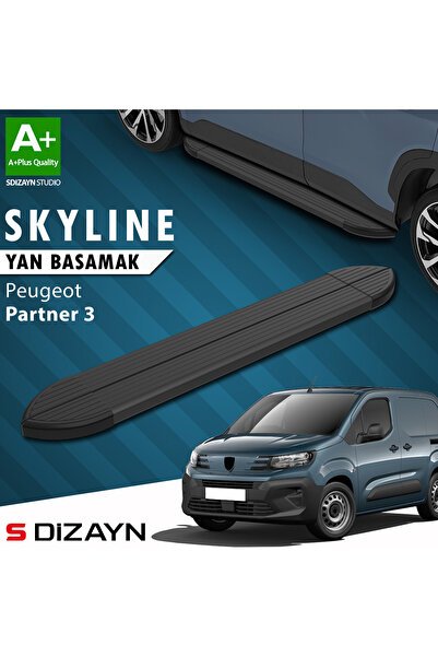 1_org_zoom-462.jpg Peugeot Partner 3 Kısa Şase Skyline Siyah Araca Özel Yan Basamak 203 cm 2018 ve Üzeri - Görsel 1