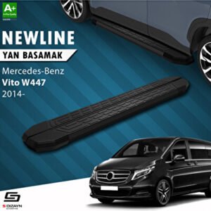 S-Dizayn Mercedes Vito W447 Kısa Şase Newline Siyah Araca Özel Yan Basamak 239 cm 2014 ve Üzeri