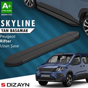 Peugeot Rifter Uzun Şase Skyline Siyah Araca Özel Yan Basamak 213 cm 2019-2023