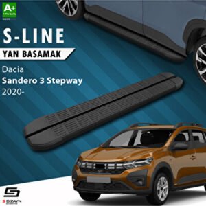 Dacia Sandero 3 Stepway S-Line Siyah Araca Özel Yan Basamak 183 cm 2020 ve Üzeri